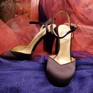 Betsey Johnson black satin block heel pumps